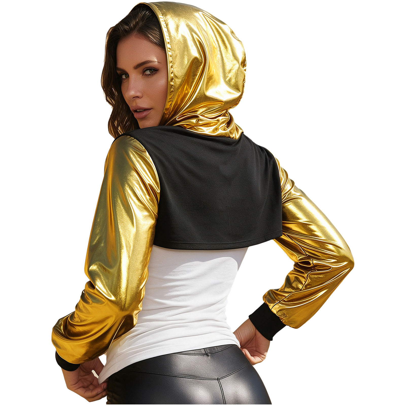 Blusa cropped com capuz metáli - Music avaliação e preço